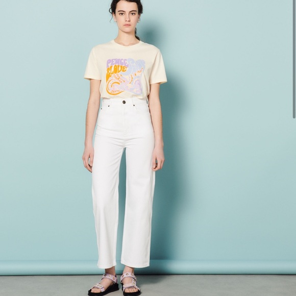 SANDRO Nico Straight-cut jeans WHITE High Rise size 40 US 8 new with tags - Picture 4 of 6